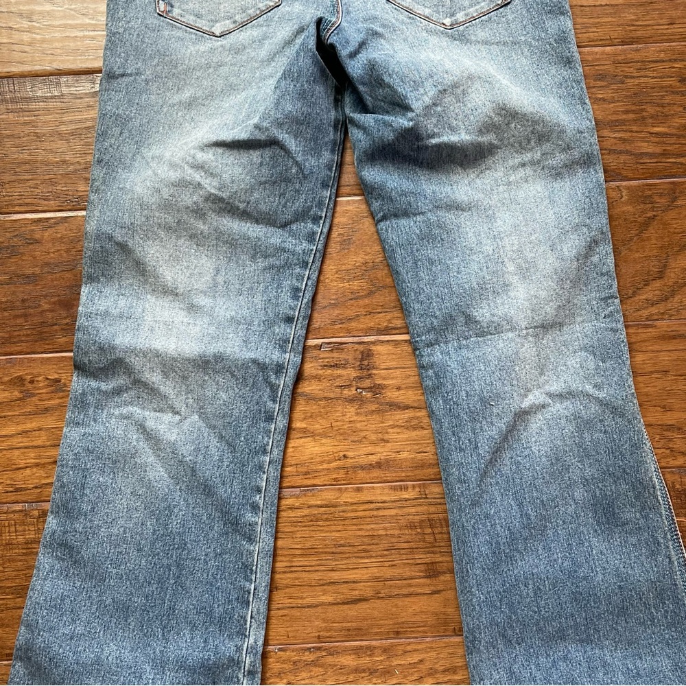 Y2K XOXO low rise bootcut blue jeans w/adorable pink white & tan belt size 5/6 - Picture 11 of 12